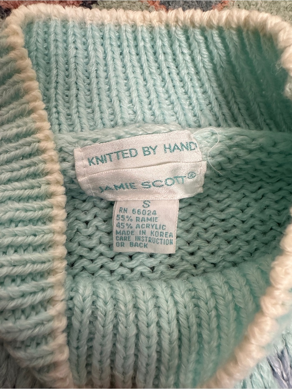 Vintage Hand Knit Jamie Scott pastel blue sweater - Picture 6 of 6